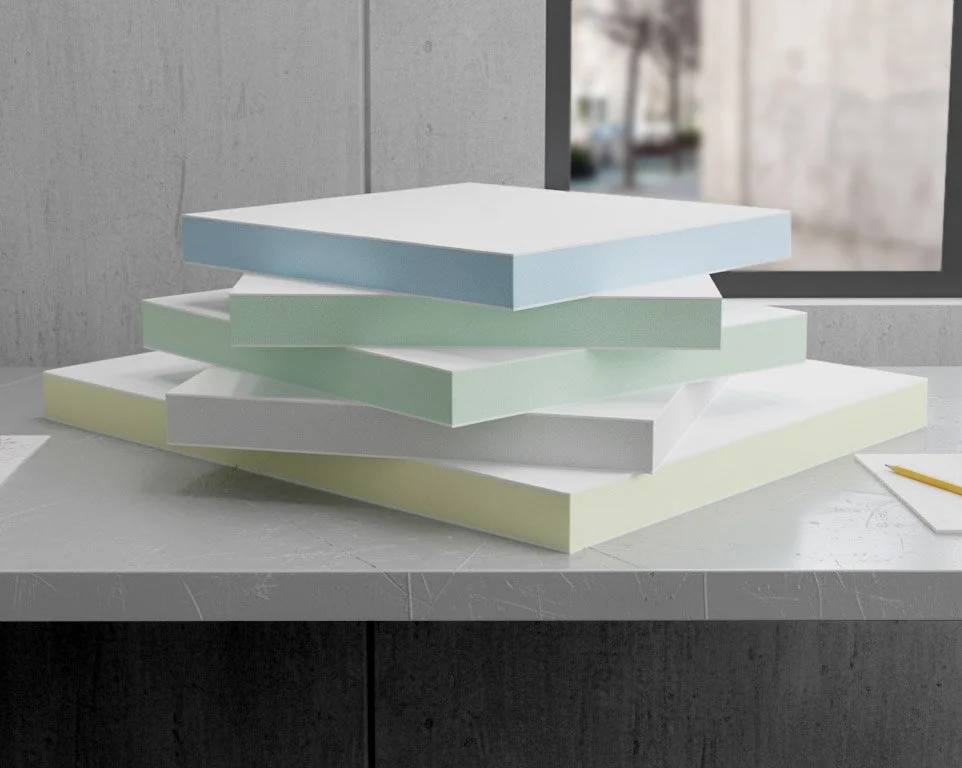 Stack of composite fiberglass sandwich panels.